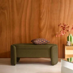 Panca contenitore, fondo letto contemporaneo in tessuto