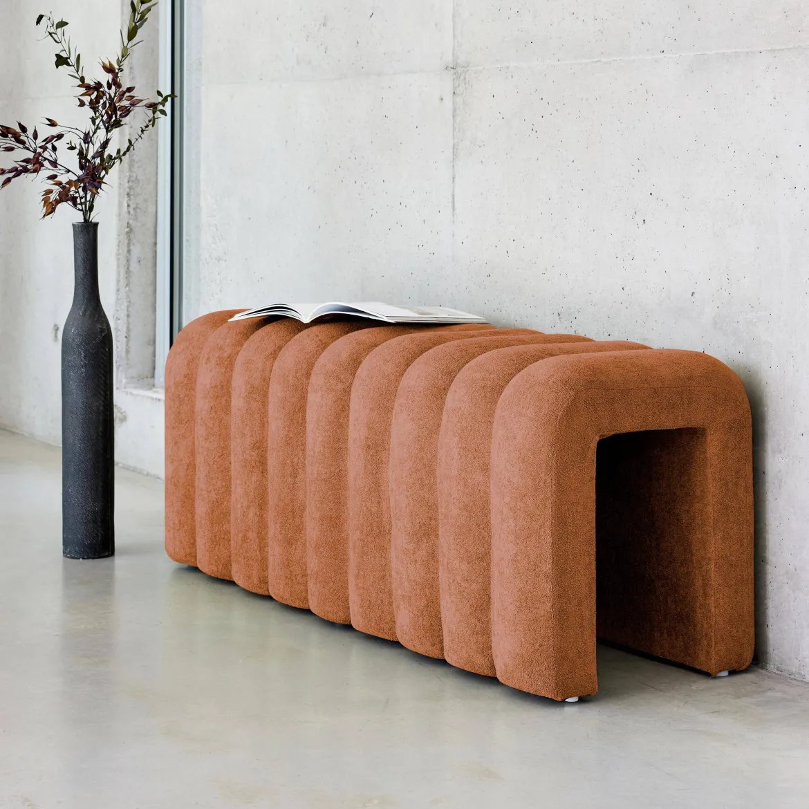 Panca, fine letto contemporaneo tessuto