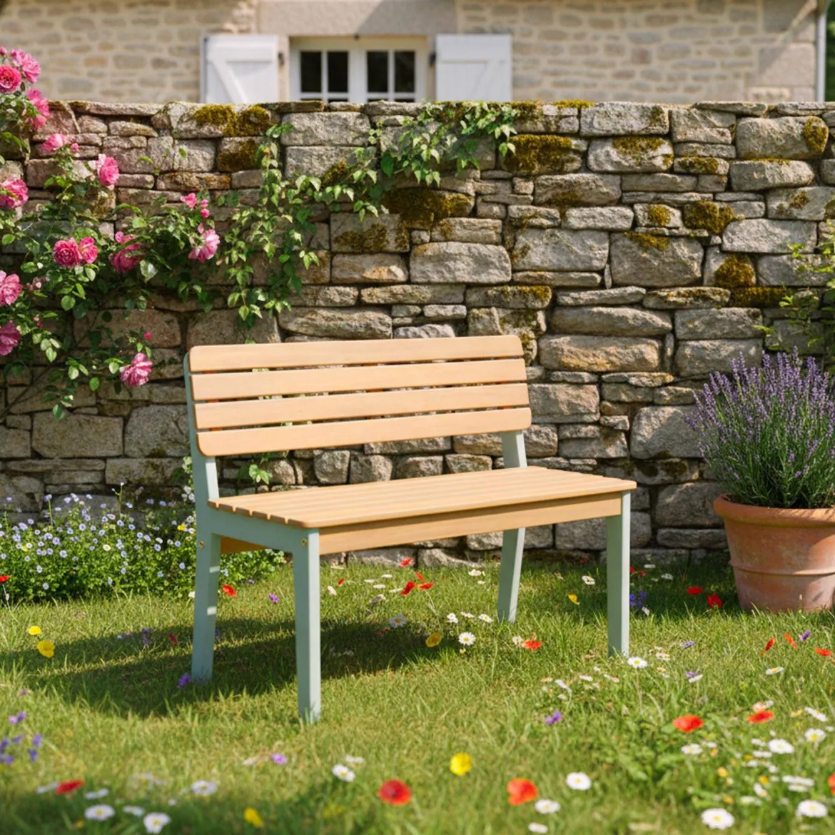 Panchina da giardino per bambini in legno di acacia, 2 posti