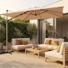 Parasol decentrato 3x3m quadrato, palo effetto legno