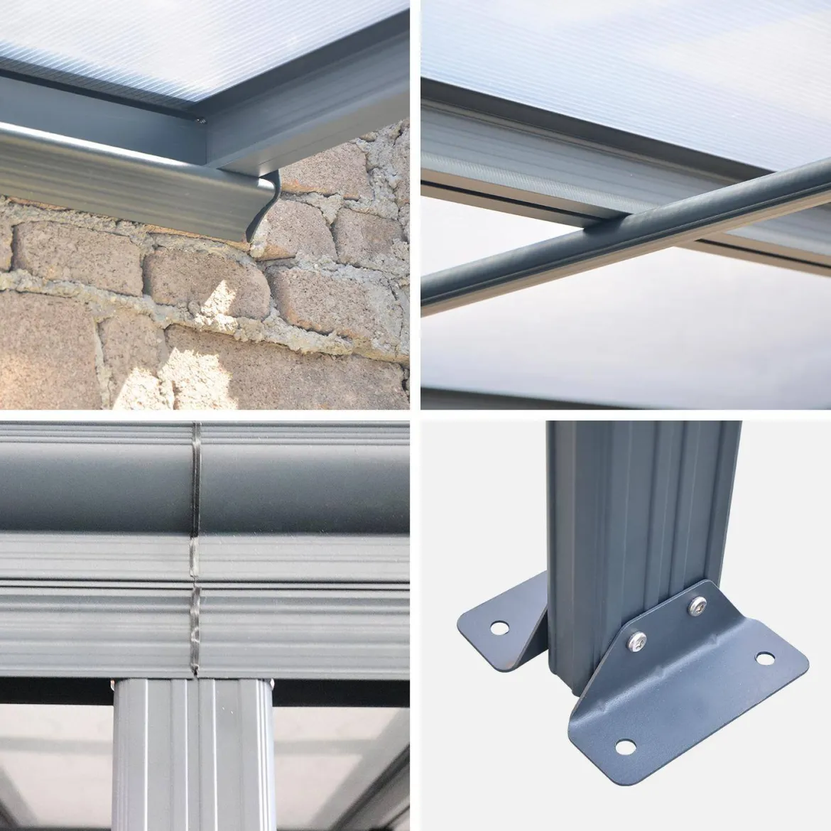 Pergola a parete 3x4 m in alluminio con grondaia