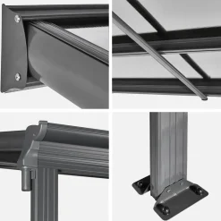 Pergola a parete 3x5 m in alluminio con grondaia