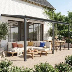 Pergola a parete 3x5 m in alluminio con grondaia