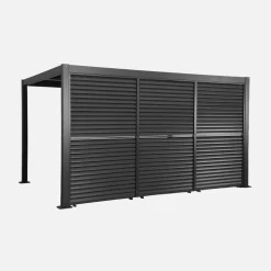 Pergola bioclimatica 3x4m in alluminio e acciaio + 3 persiane 1.3m con lamelle orientabili