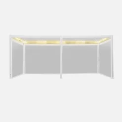 Pergola bioclimatica elettrica 3x6m in alluminio con LED + 4 tende 3m