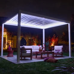 Pergola bioclimatica elettrica 3x4m in alluminio con illuminazione a LED