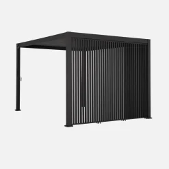 Pergola bioclimatica in alluminio 3x4m + 3 persiane verticali 1,3m