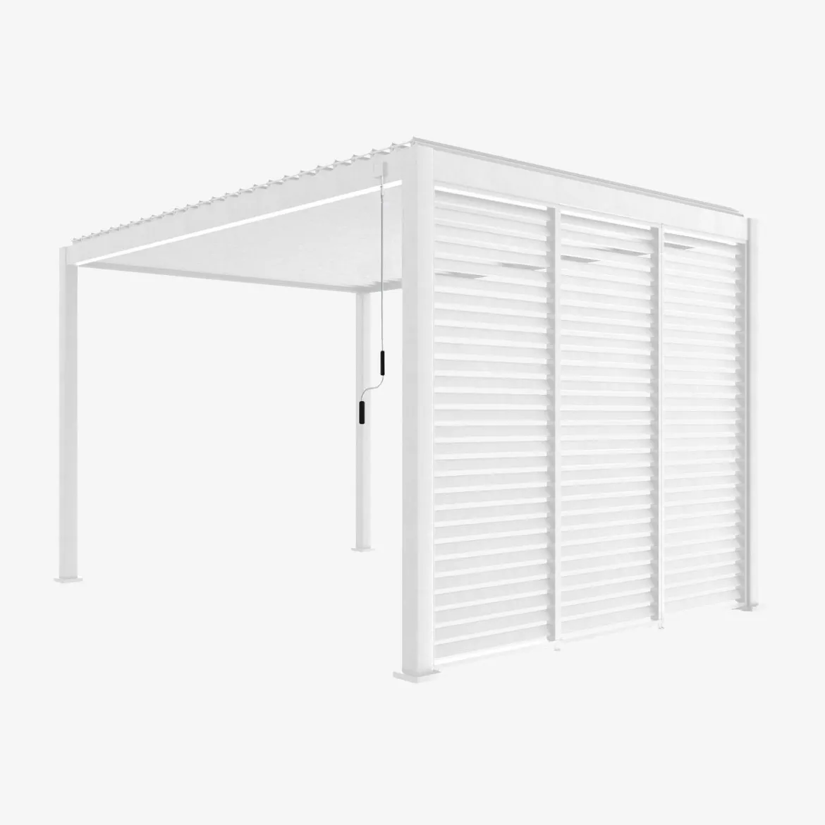 Pergola bioclimatica 3x4 in alluminio + 3 tende da 1m
