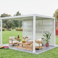 Pergola bioclimatica 3x4 in alluminio + 3 persiane da 1.3m