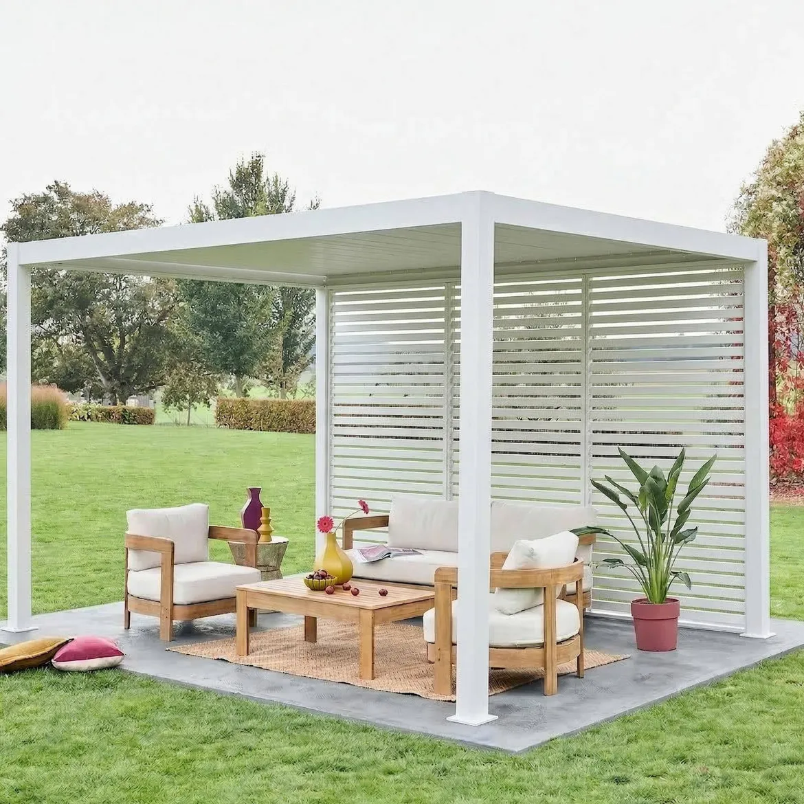 Pergola bioclimatica 3x4 in alluminio + 3 persiane da 1.3m