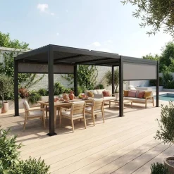 Pergola bioclimatica 3x6m + 2 tende 3m