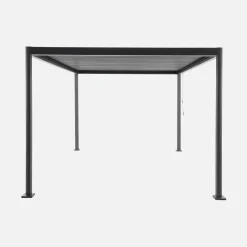 Pergola bioclimatica 3x3m con piedini arrotondati in alluminio e acciaio e lamelle orientabili