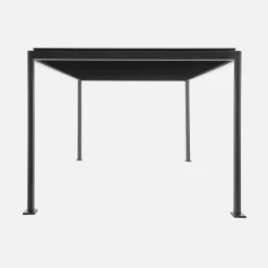 Pergola bioclimatica 3x3m con piedini arrotondati in alluminio e acciaio e lamelle orientabili