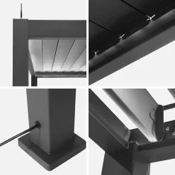 Pergola bioclimatica 3x6m elettrica in alluminio con LED + 2 tende 3m