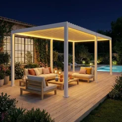 Pergola bioclimatica 3x6m elettrica in alluminio con illuminazione a LED