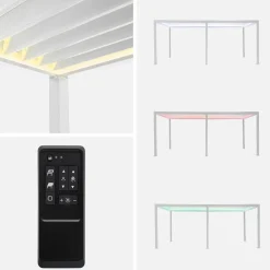 Pergola bioclimatica 3x6m elettrica in alluminio con LED + 2 tende 3m