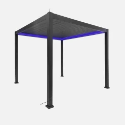Pergola bioclimatica 3x3m elettrica in alluminio con illuminazione LED