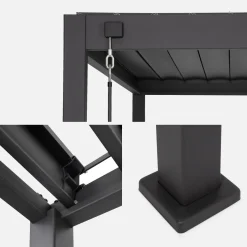 Pergola bioclimatica 3x3m in alluminio V2 + 2 tende da 3m