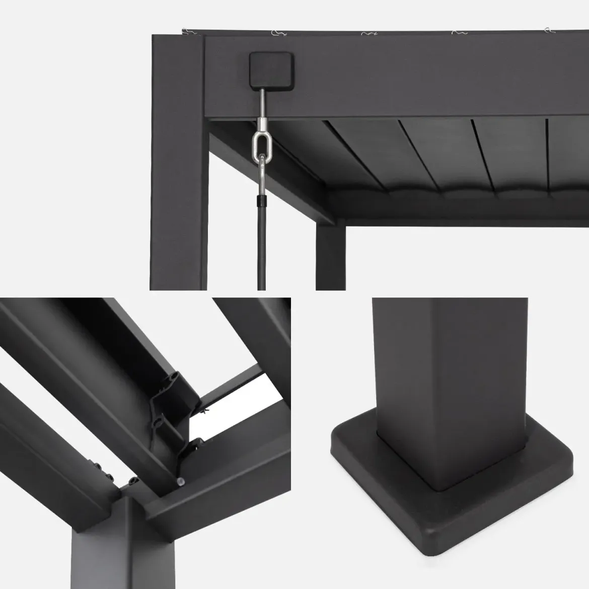 Pergola bioclimatica 3x3m in alluminio V2 + 2 tende da 3m