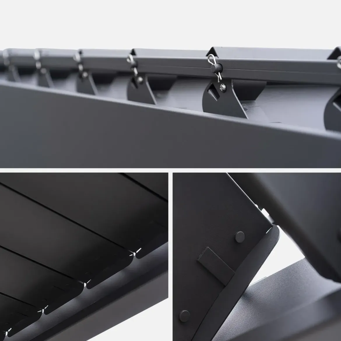 Pergola bioclimatica 3x3m in alluminio V2 + 2 tende da 3m