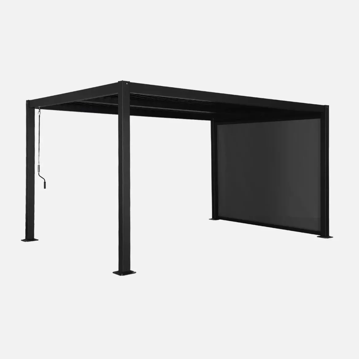 Pergola bioclimatica 3x4m in alluminio e acciaio + tenda 3m