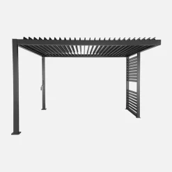 Pergola bioclimatica 3,5x3,5m in alluminio con lamelle orientabili + persiana