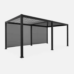 Pergola bioclimatica 3x6m in alluminio + 2 tende 3m