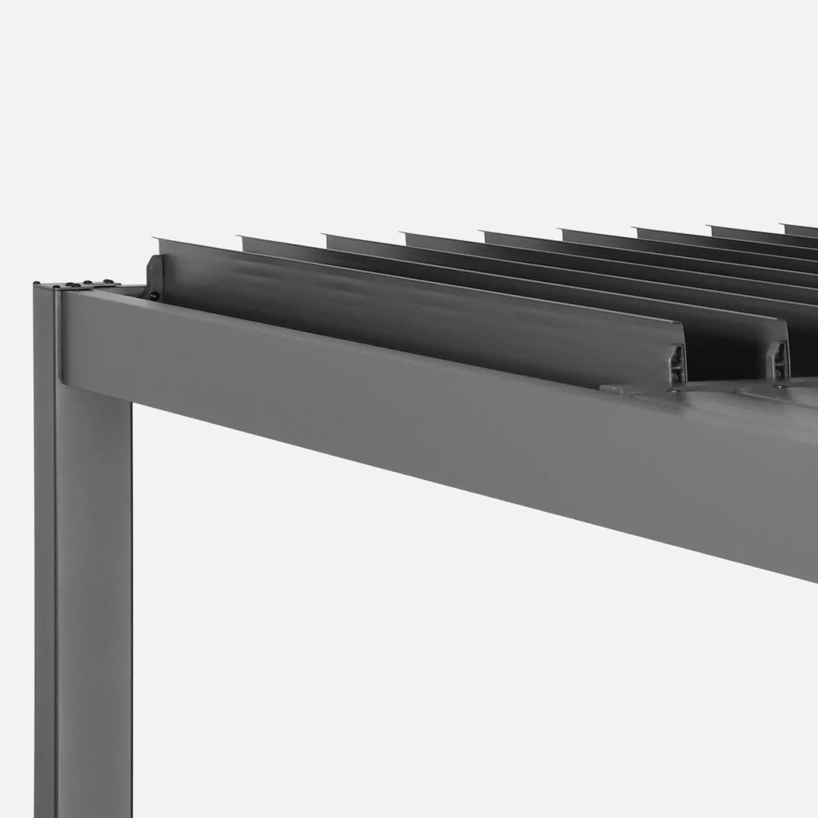 Pergola bioclimatica 3.6x3.6m in alluminio e acciaio con lamelle orientabili