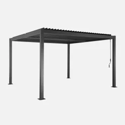 Pergola bioclimatica 3.6x3.6m in alluminio e acciaio con lamelle orientabili