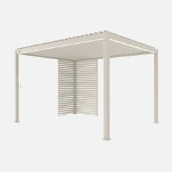 Pergola bioclimatica 3x4m in alluminio + 1 persiana 1m + 1 persiana 1.3m
