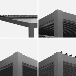 Pergola bioclimatica 3x4m in alluminio e acciaio + 3 persiane 1.3m