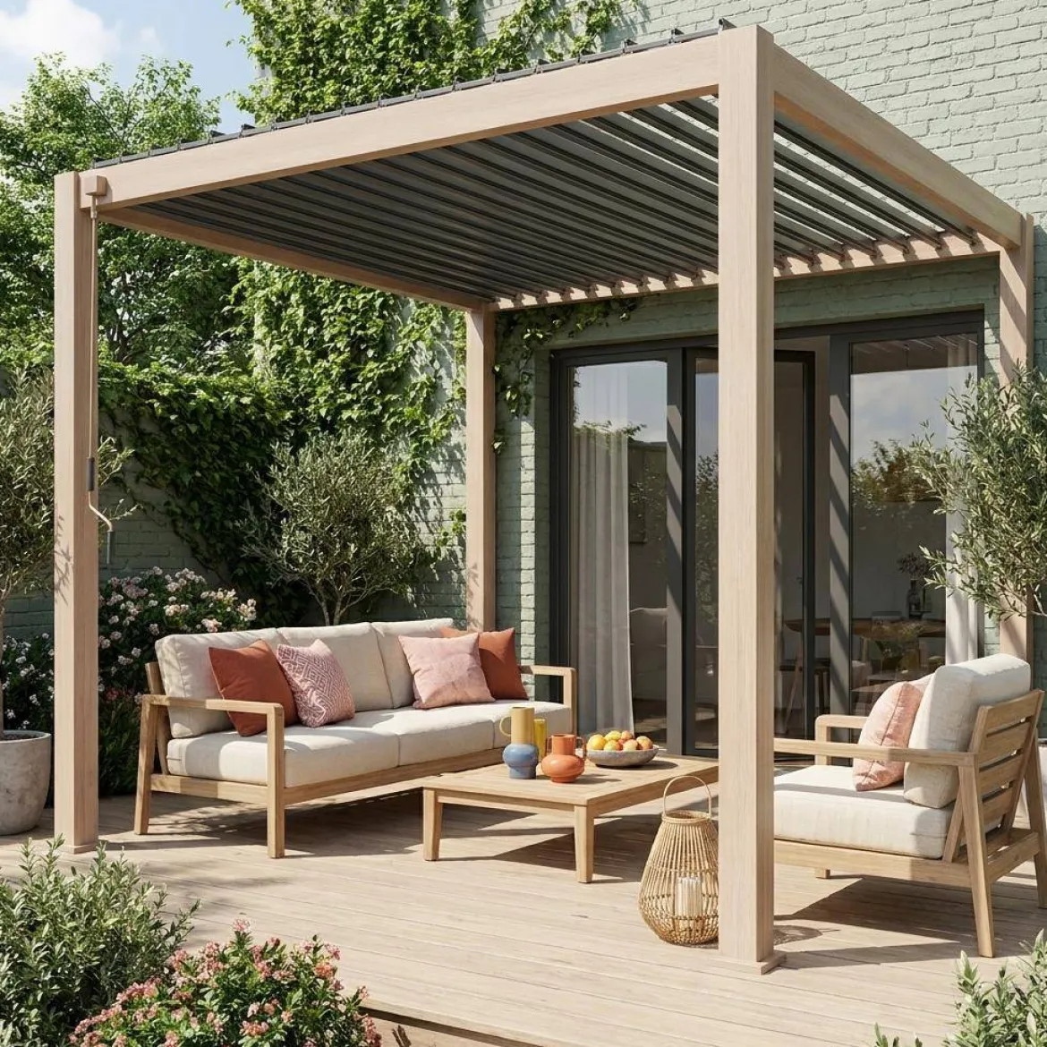 Pergola bioclimatica 3x3m in alluminio con lamelle orientabili
