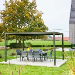 Pergola bioclimatica 3x4m in alluminio e acciaio, lamelle orientabili