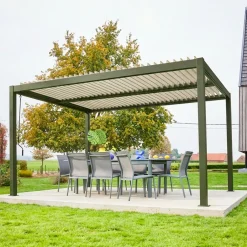 Pergola bioclimatica 3x4m in alluminio e acciaio, lamelle orientabili