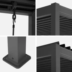 Pergola bioclimatica 3x3m in alluminio e acciaio con lamelle orientabili