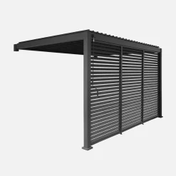 Pergola bioclimatica 3x4m in alluminio addossata + 3 persiane 1.3m