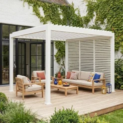Pergola bioclimatica 3x3m in alluminio con lamelle orientabili V2 + 3 persiane