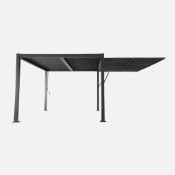 Pergola bioclimatica 3x4m in alluminio e acciaio + tenda 4m