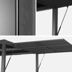 Pergola bioclimatica 3x3m in alluminio e acciaio + tenda 3m