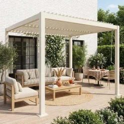 Pergola bioclimatica 3x3m in alluminio e acciaio, lamelle orientabili