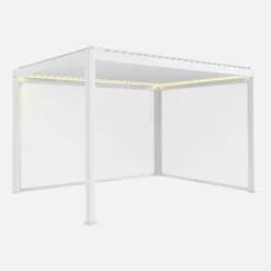 Pergola bioclimatica 3x4m in alluminio LED + tenda 3m + tenda 4m
