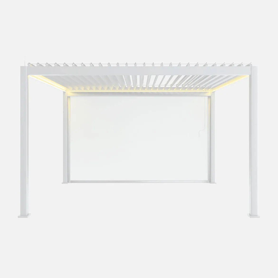 Pergola bioclimatica 3x4m motorizzata in alluminio LED + tenda 4m