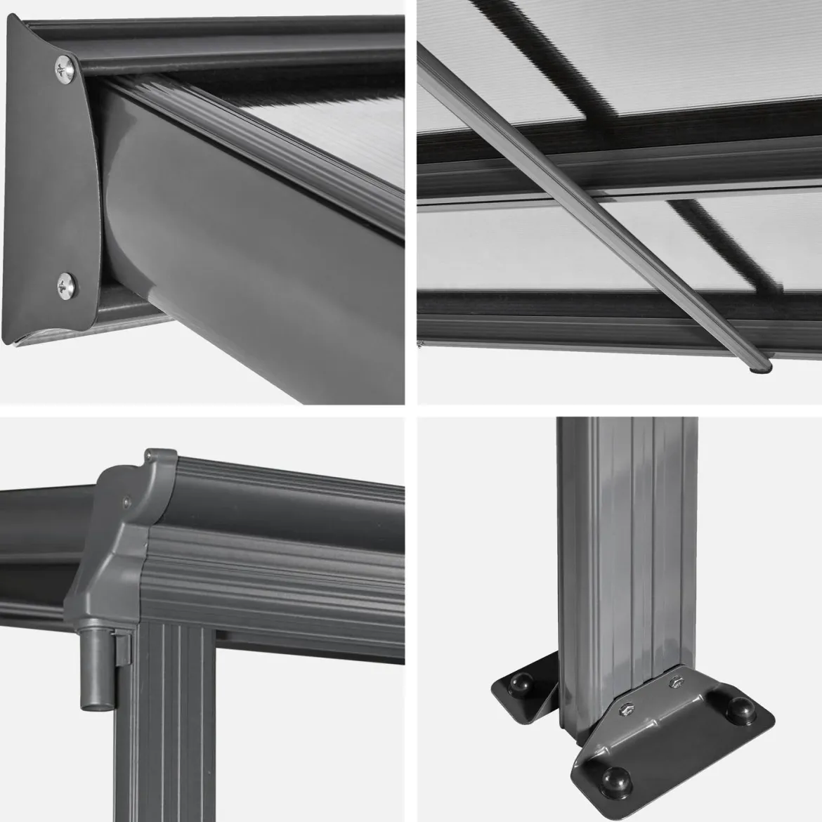 Pergola carport addossata in alluminio 3x6 m con grondaia