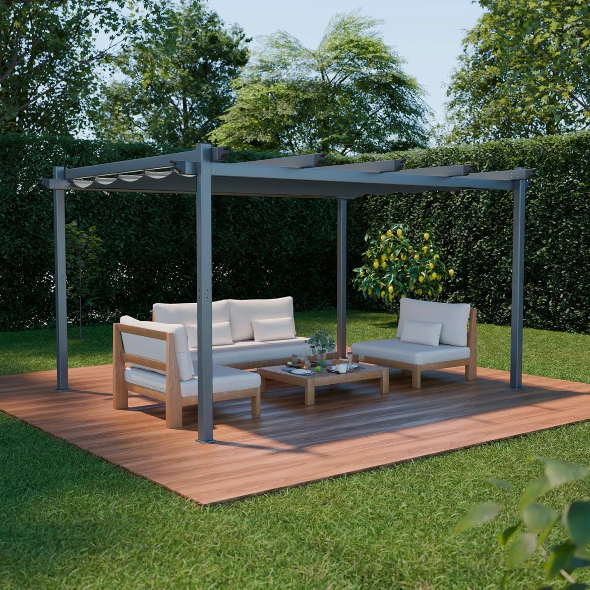 Pergola 3x4m in alluminio telo scorrevole