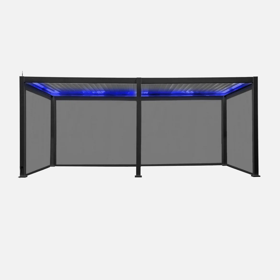 Pergola bioclimatica elettrica 3x6m in alluminio con LED + 4 tende 3m