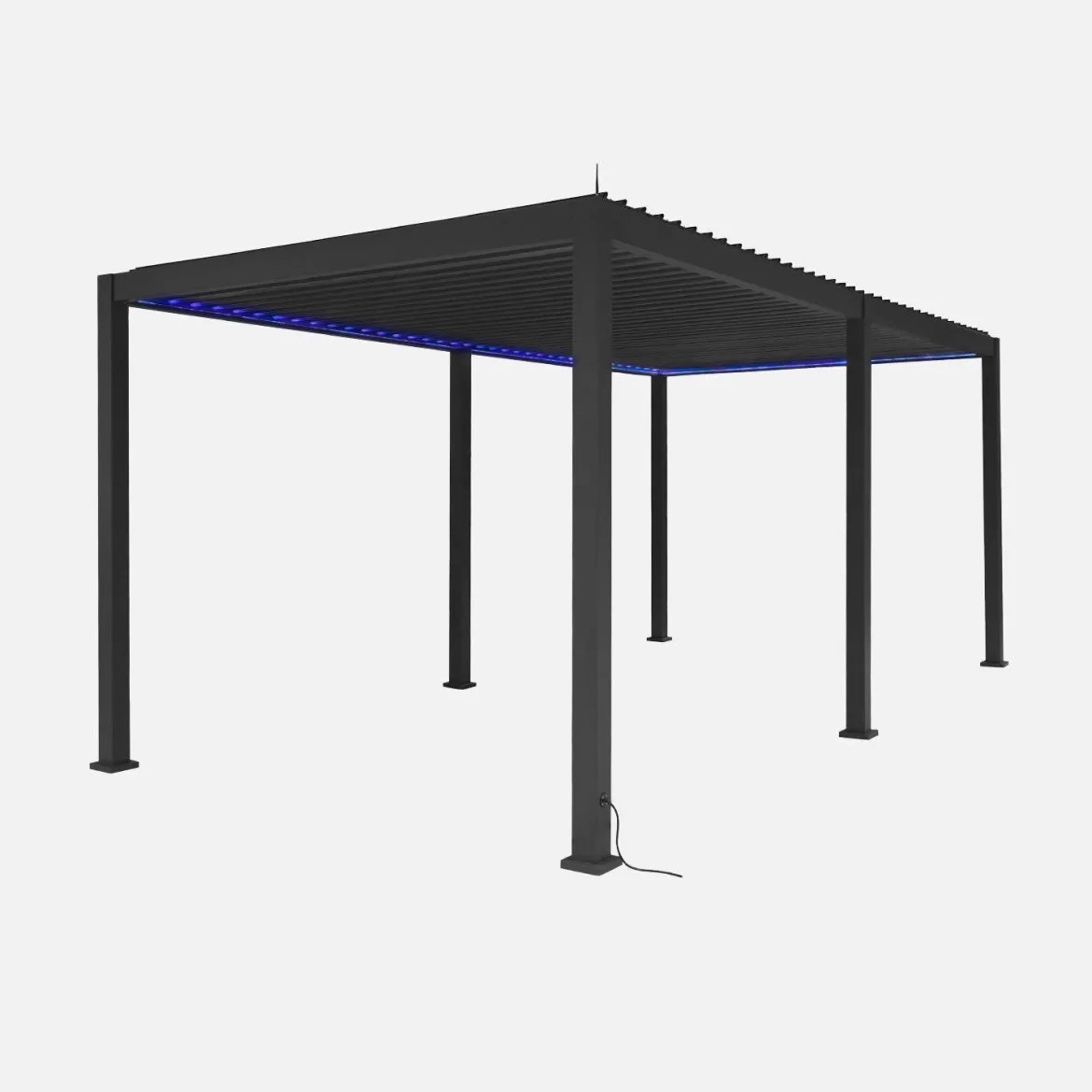 Pergola bioclimatica elettrica 3x6m in alluminio con LED + 4 tende 3m