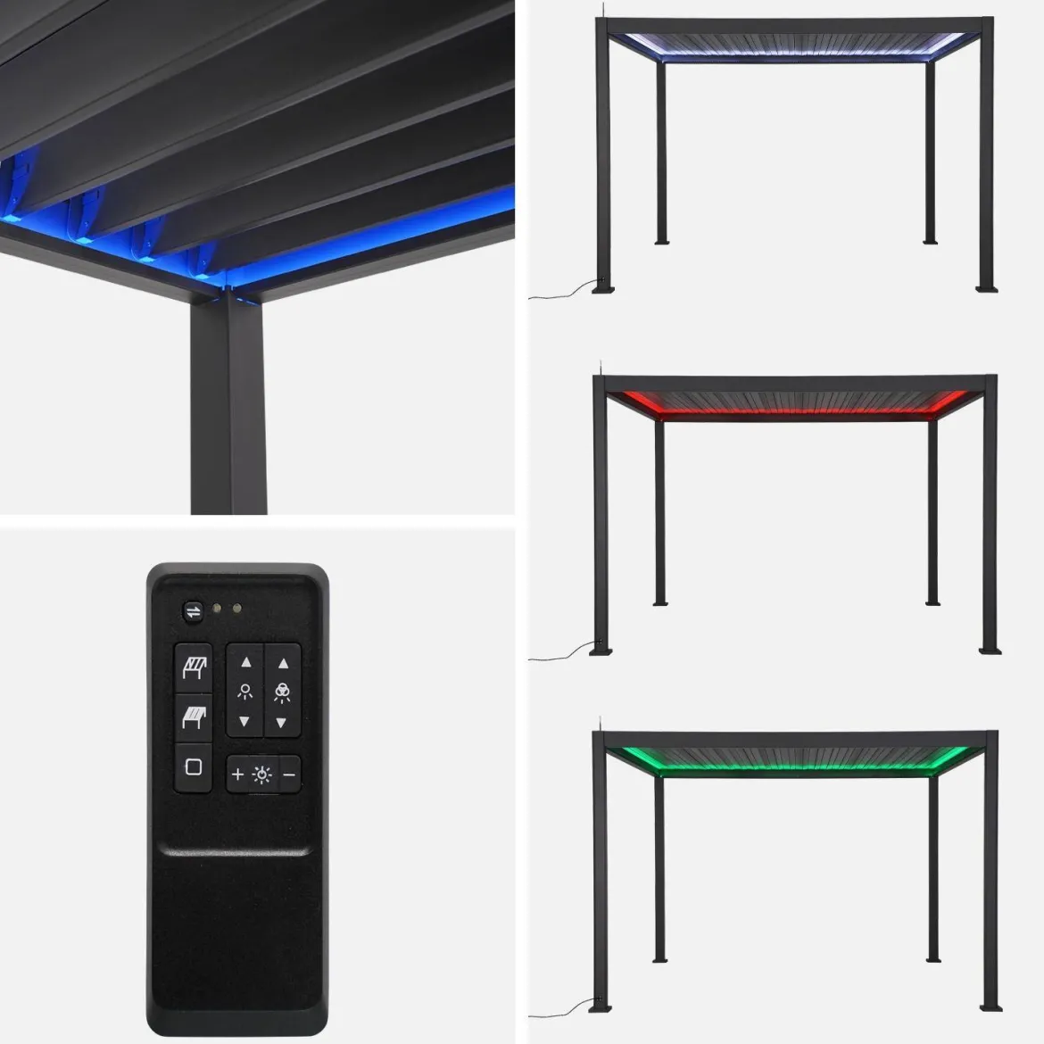 Pergola bioclimatica elettrica 3x4m in alluminio con illuminazione a LED