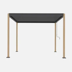Pergola bioclimatica 3x3 con piedini arrotondati in alluminio e acciaio e lamelle orientabili