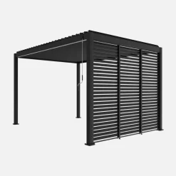 Pergola bioclimatica 3x4 in alluminio + 3 tende da 1m