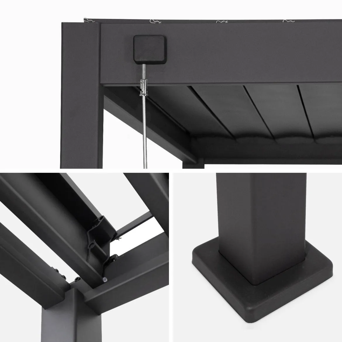 Pergola bioclimatica 3x4 in alluminio + 3 tende da 1m